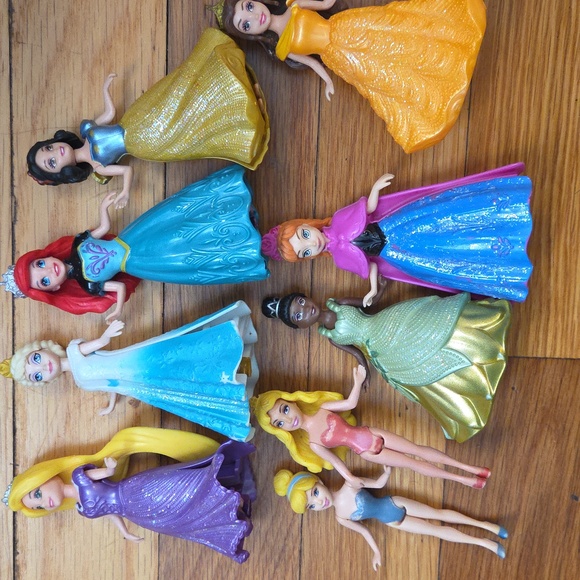 Magic Clip Disney Princess Dolls Polly Pocket Lot (9) used condition 4" See - Picture 10 of 14